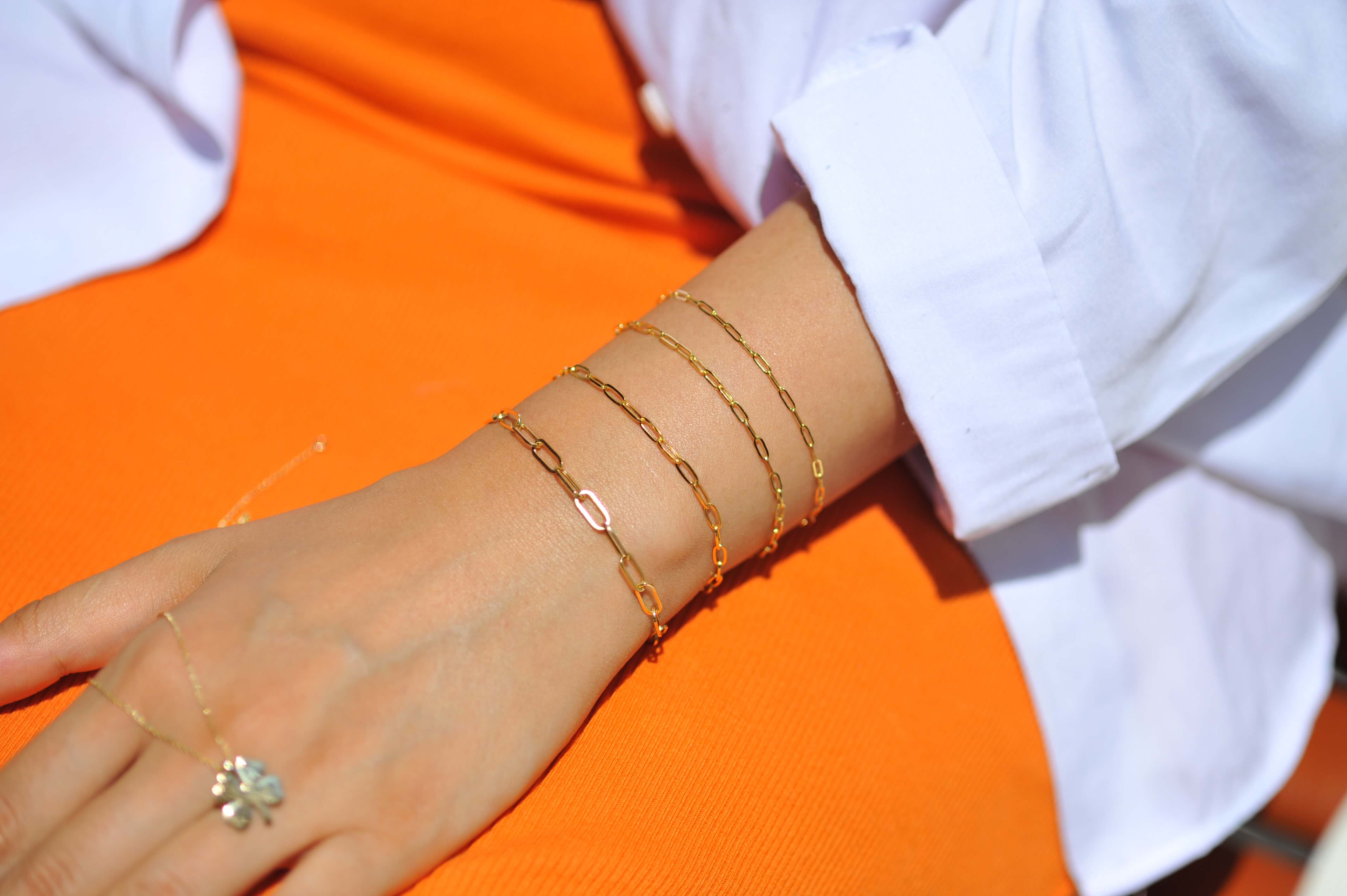 14k Gold Paperclip Chain Bracelet